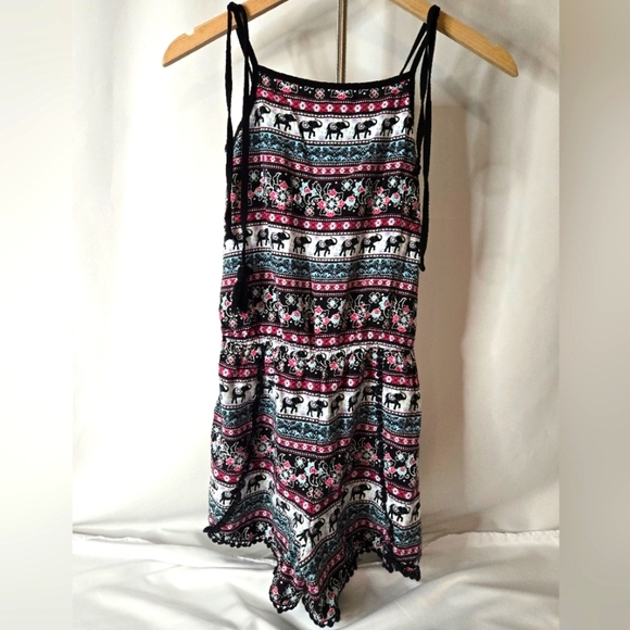 Justice Girls Elephant Print Romper Size 16 – Boho Summer Outfit - Picture 1 of 5
